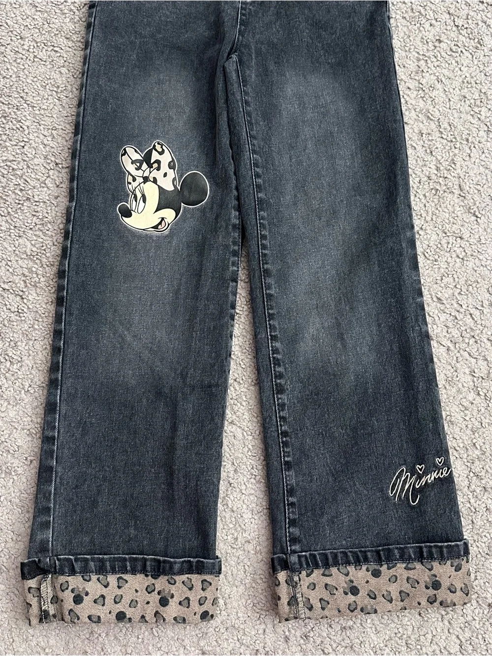 Disney Minnie Mouse Charcoal Gray Straight Denim Jeans Girls 10